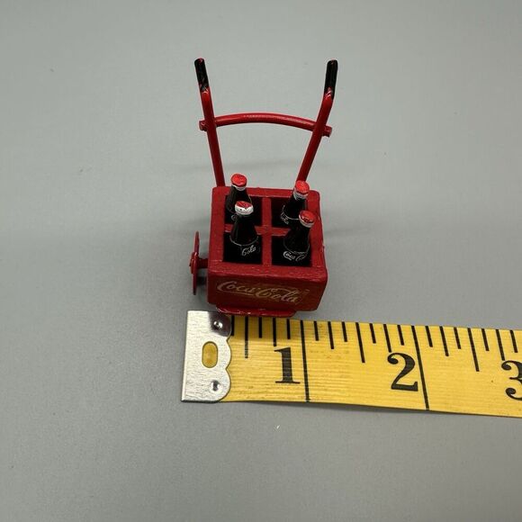 Coca Cola Bottles Hand Truck Push Cart Dollhouse Miniature Cart 2”x1.25” - Picture 7 of 8